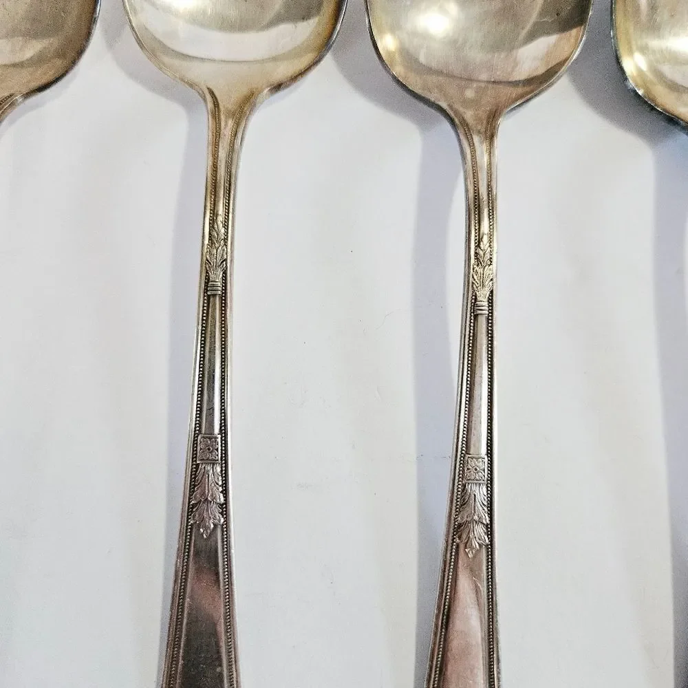 Antique WM Rogers & Son AA Silver Plated 1923 Mayfair Pattern Spoon Set of Five